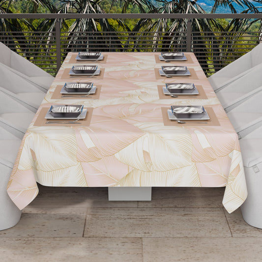 Telo Arredo Copridivano, Copriletto, Copritavolo e Copritutto in Microfibra | Fantasia Tropical Cipria e Oro