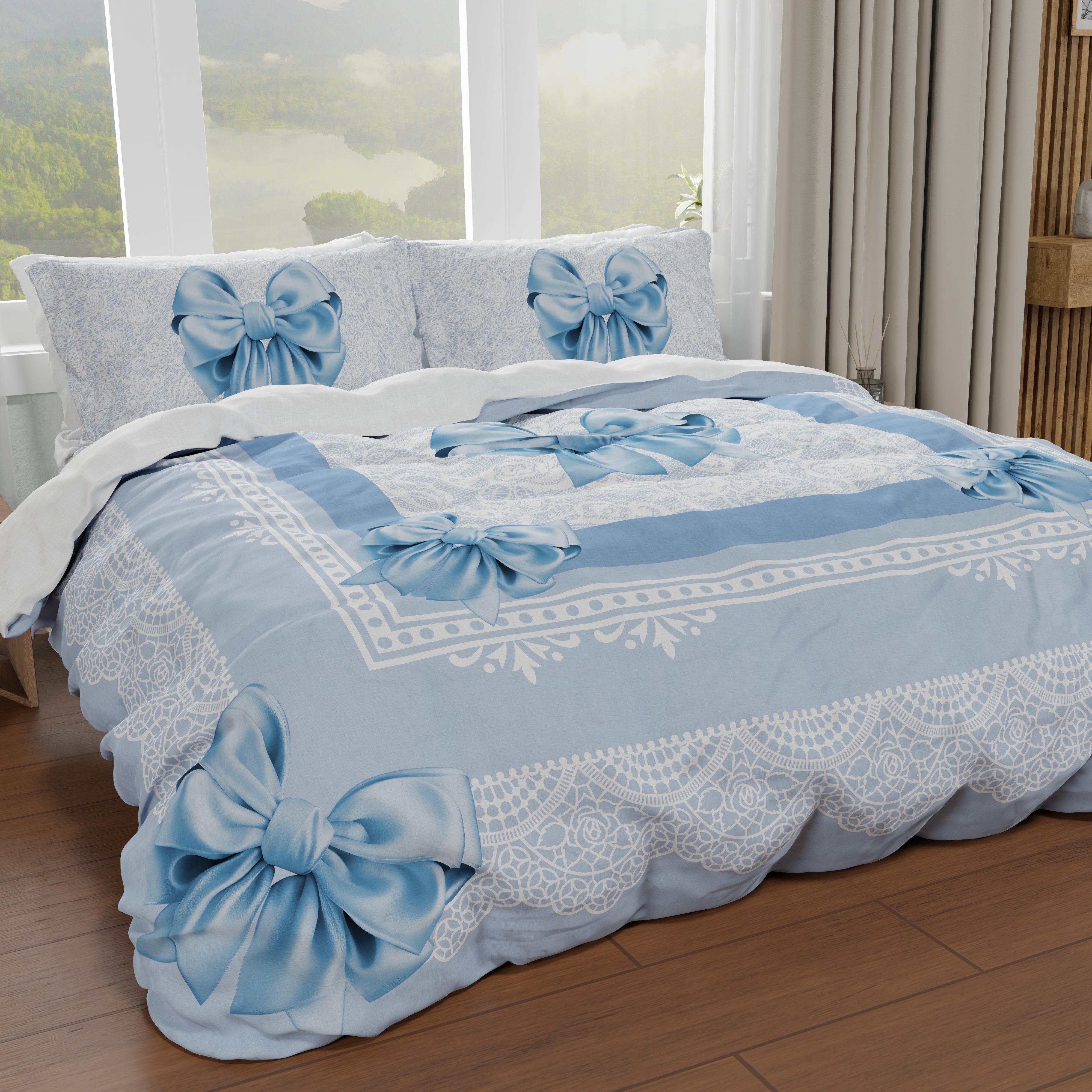 Parure copripiumino BAITA MONTAGNA CHALET Blu 100% Cotone Made In Italy Parure copripiumino BAITA MONTAGNA CHALET Blu 100% Cotone Made In Italy