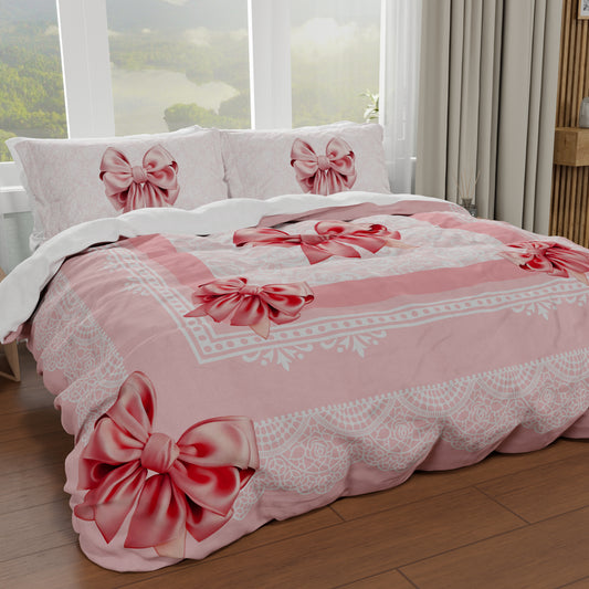 Copripiumino Matrimoniale Singolo Fiocco Rosa Stampa Digitale 4K Made in Italy | PETTI