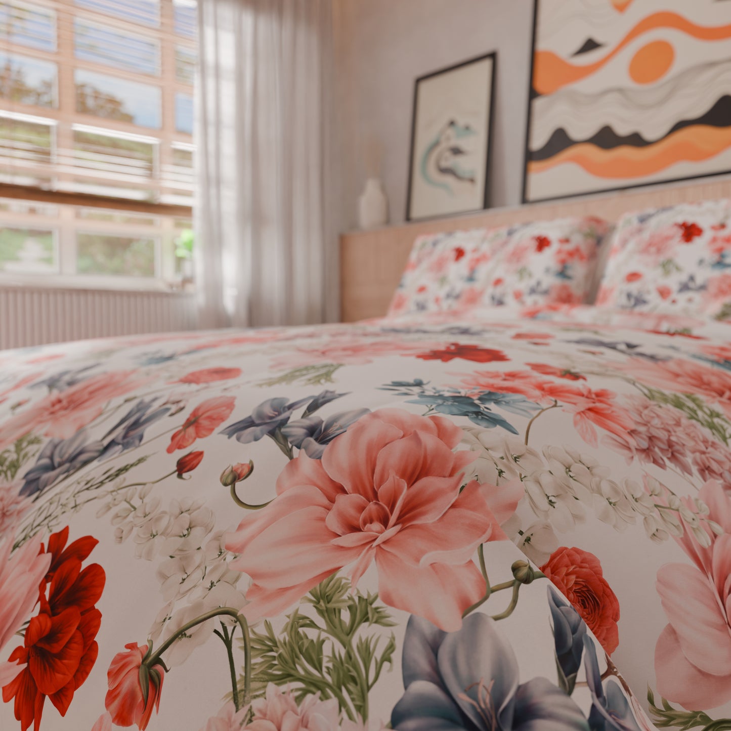 Copripiumino Matrimoniale, Singolo, Una Piazza e Mezza, Floreale 19-00