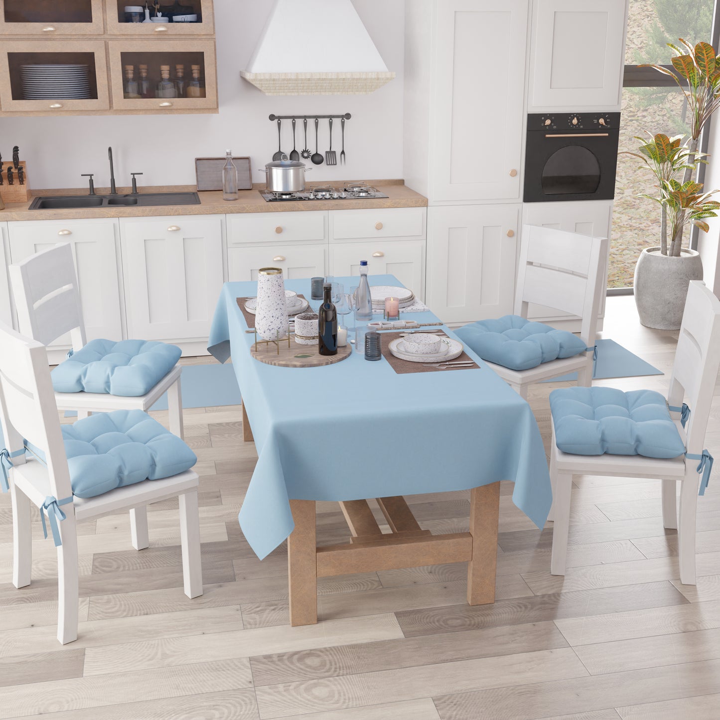 Cuscini per Sedie Cucina, Cuscini Coprisedie 6 Pezzi Azzurro