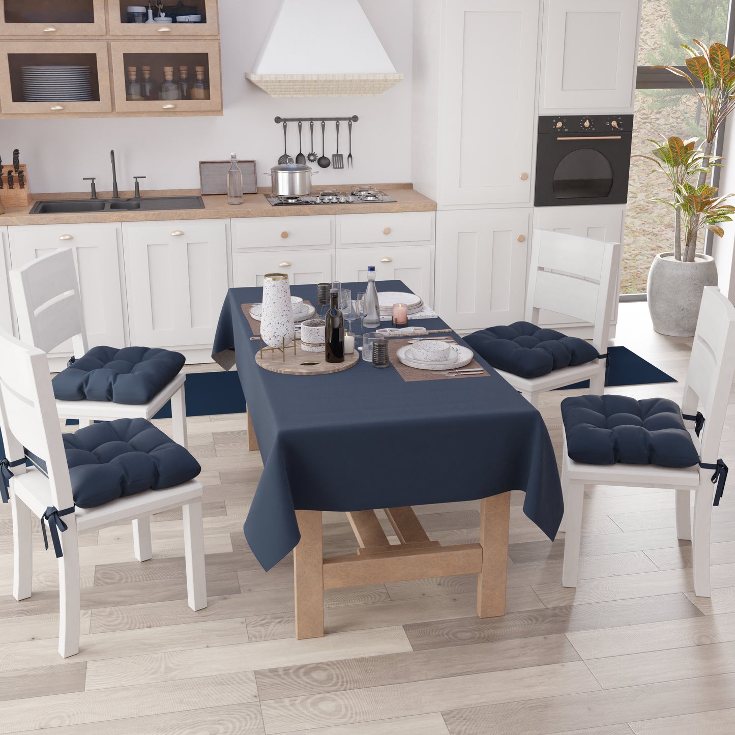 Coussins de chaise de cuisine, coussins de chaise 6 pièces bleu marine