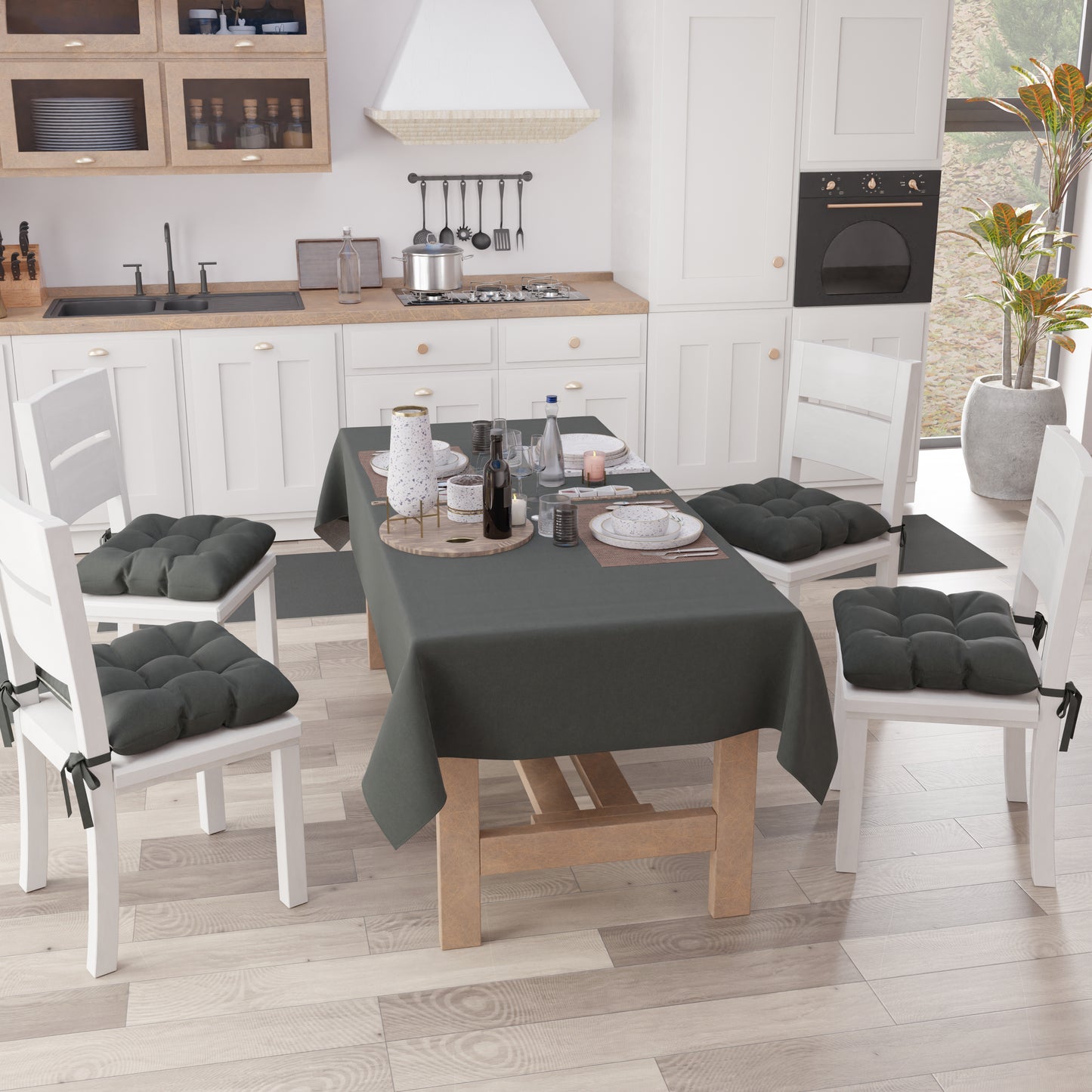 Cuscini per Sedie Cucina, Cuscini Coprisedie 6 Pezzi Grigio Fumo