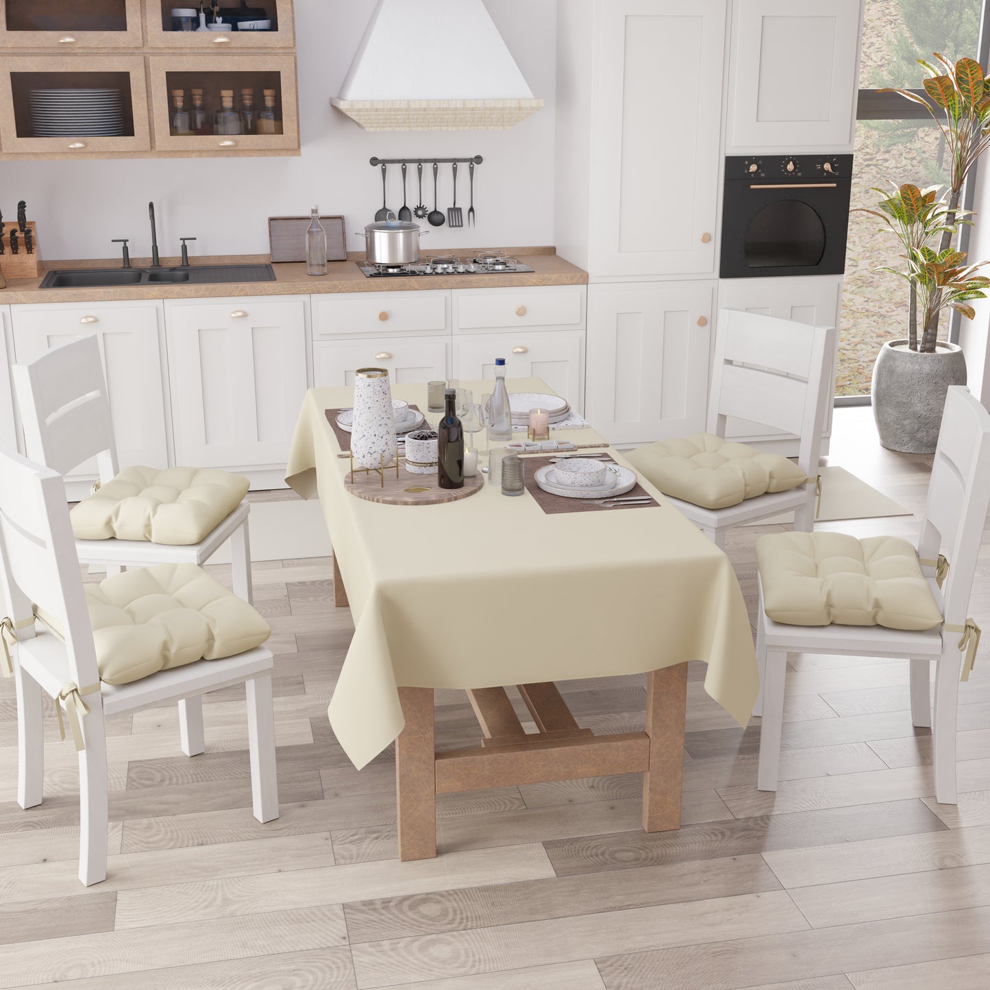 Cuscini per Sedie Cucina, Cuscini Coprisedie 6 Pezzi Panna