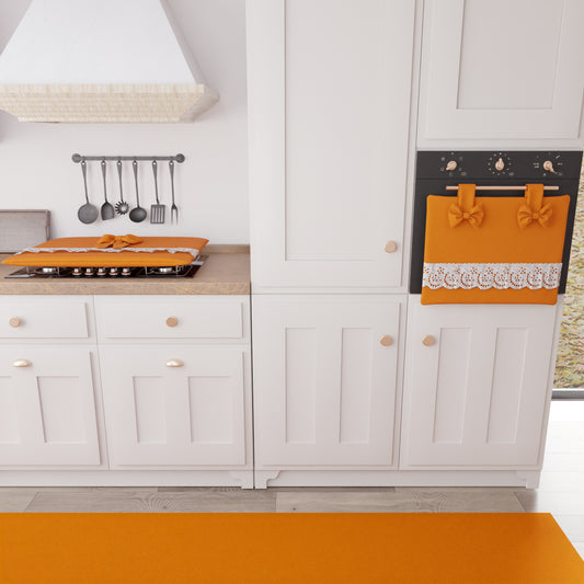 Coprifornello Coprifuochi Shabby Chic con Pizzo e Fiocco Arancio