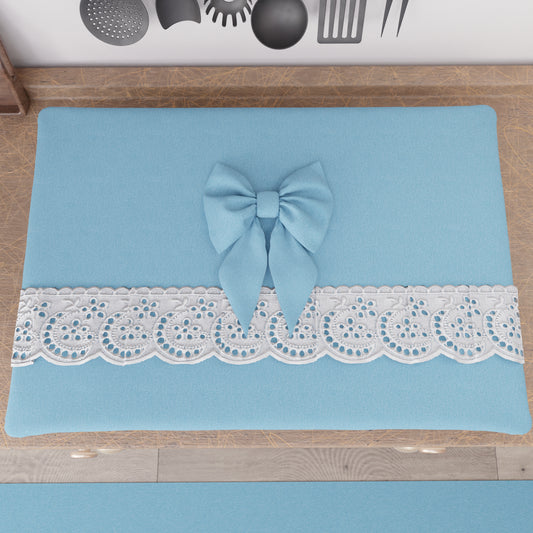 Couvre-feu Shabby Chic avec dentelle et nœud Bleu ciel