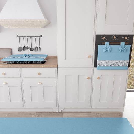 Couvre-feu Shabby Chic avec dentelle et nœud Bleu ciel