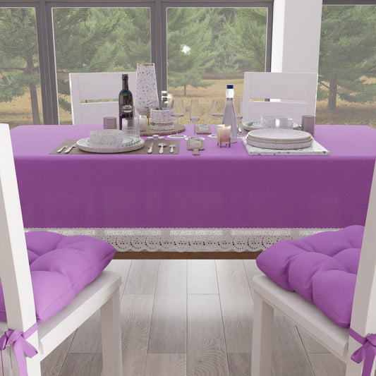 Nappe de table Shabby Chic avec dentelle et nœuds Lilas