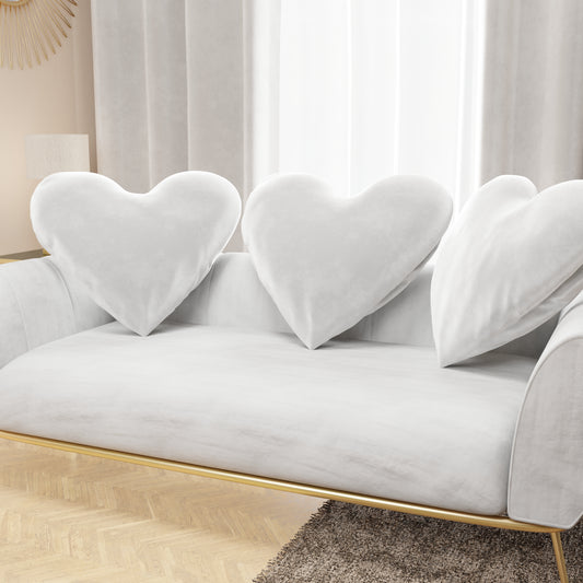 Coussin Décoratif Cœur Blanc en Velours