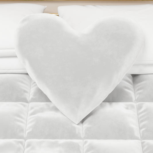Coussin Décoratif Cœur Blanc en Velours