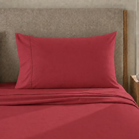Draps Percale, Draps Double en Coton Bordeaux