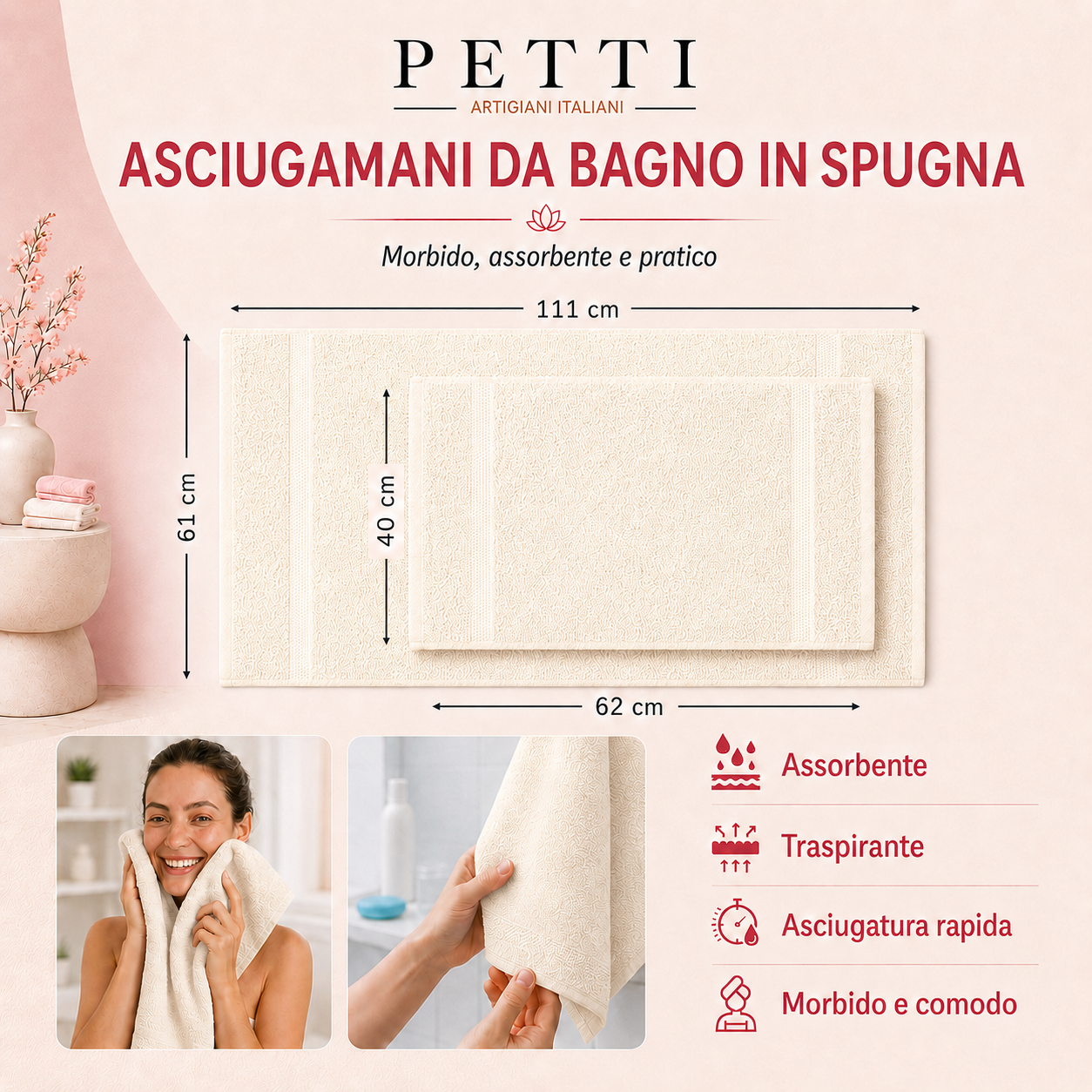 Asciugamani Bagno in Spugna Tinta Unita Viola