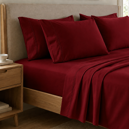Lenzuola Percalle, Lenzuola Matrimoniali Cotone Bordeaux