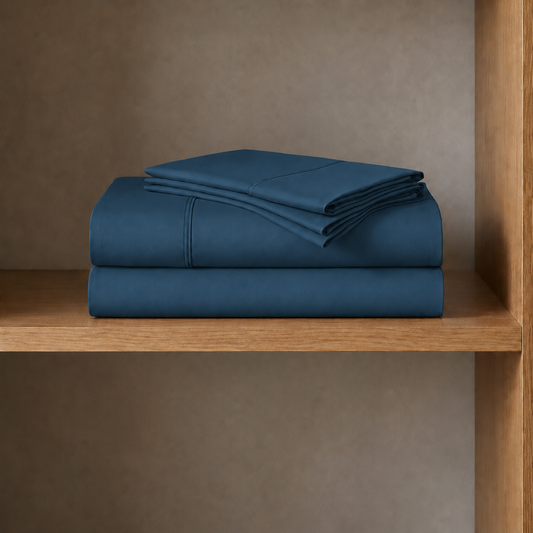 Lenzuola Percalle, Lenzuola Matrimoniali Cotone Blu Marino