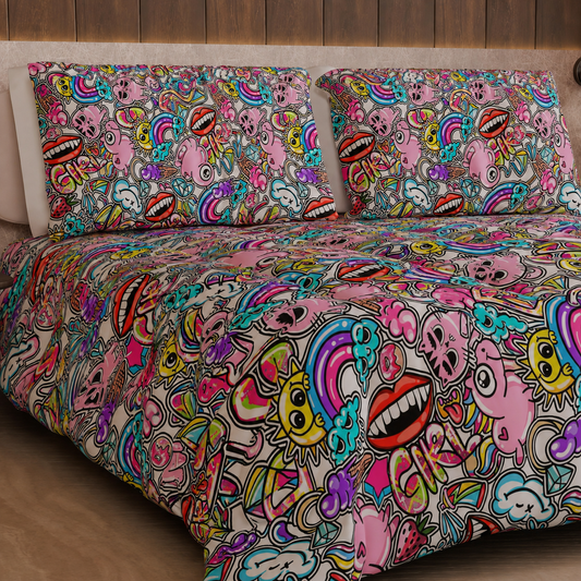 Duvet, Double, Single, Square and Half Quilt, Murales Girl