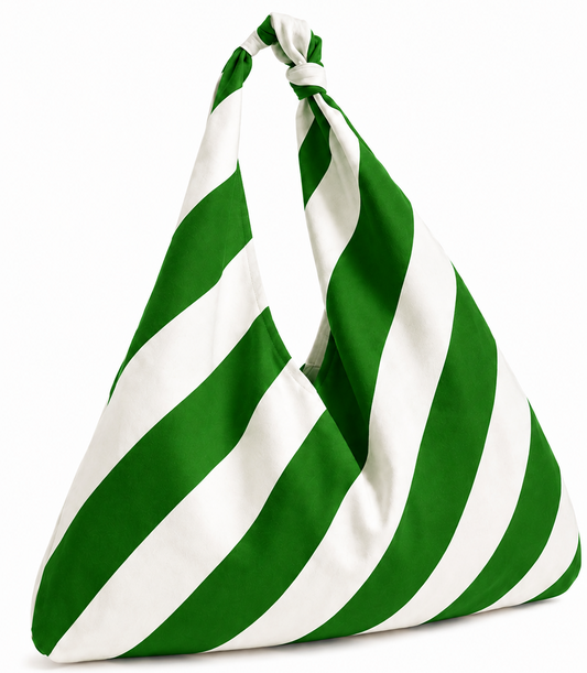 Borsa Modello Jacqueline Righe Bianco/Verde Scuro