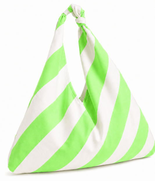 Borsa Modello Jacqueline Righe Bianco/Salvia