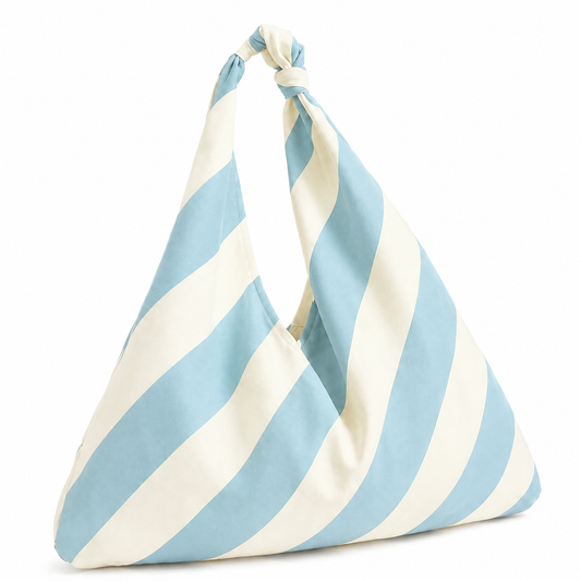 Borsa Modello Jacqueline Righe Bianco/Celeste