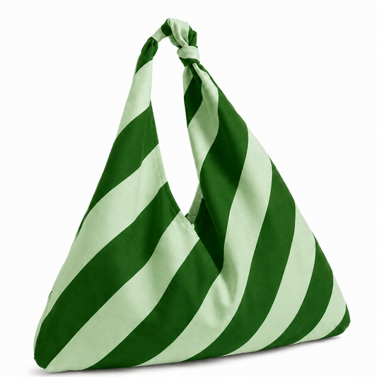 Borsa Modello Jacqueline Righe Verde Scuro/Salvia