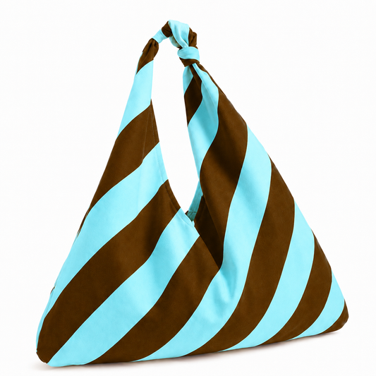 Borsa Modello Jacqueline Righe Marrone/Celeste