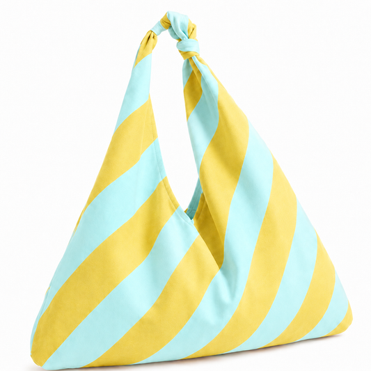 Borsa Modello Jacqueline Righe Giallo Ocra/Celeste