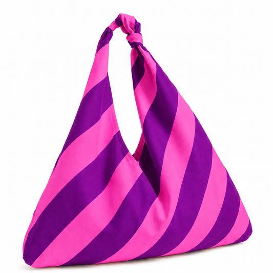 Borsa Modello Jacqueline Righe Viola/Fucsia