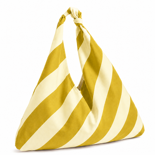 Borsa Modello Jacqueline Righe Giallo Ocra/Panna