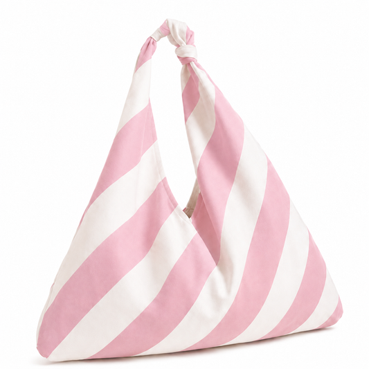 Borsa Modello Jacqueline Righe Bianco/Cipria Chiaro