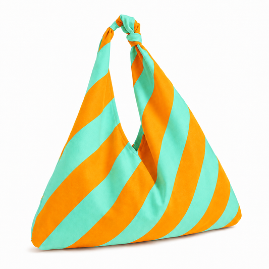 Borsa Modello Jacqueline Righe Arancione/Tiffany