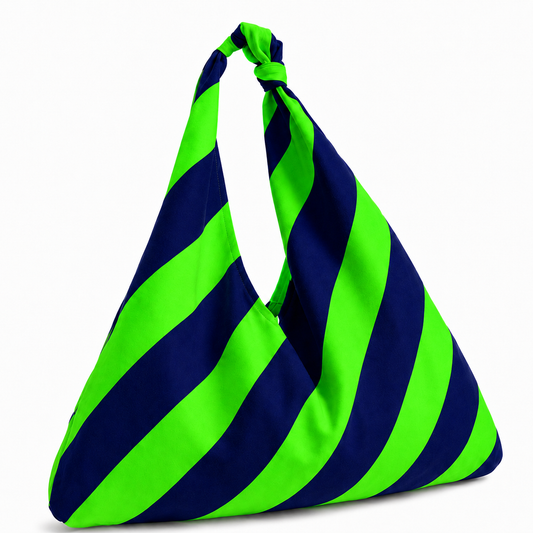 Borsa Modello Jacqueline Righe Verde Fluo/Blu Notte