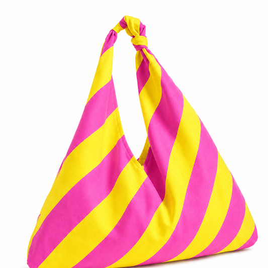 Borsa Modello Jacqueline Righe Giallo/Fucsia