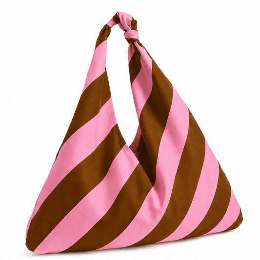 Borsa Modello Jacqueline Righe Marrone/Rosa
