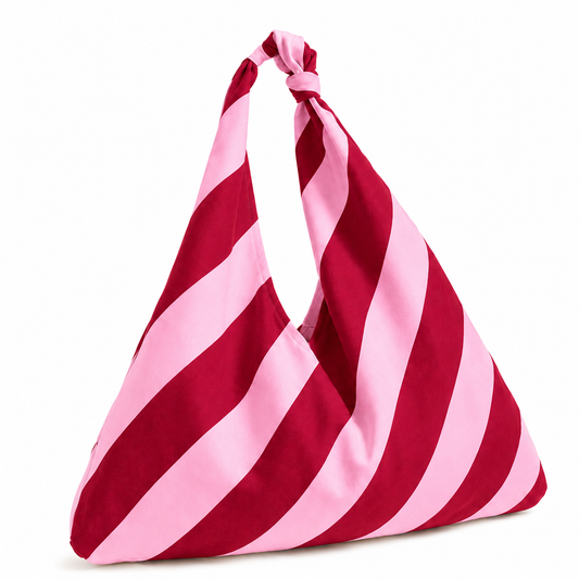 Borsa Modello Jacqueline Righe Rosa/Bordeaux