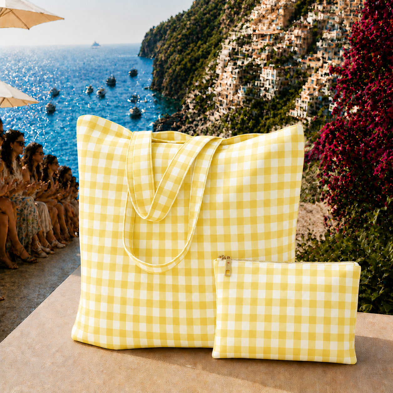 Collezione Mare in Stampa Digitale A Quadretti Giallo