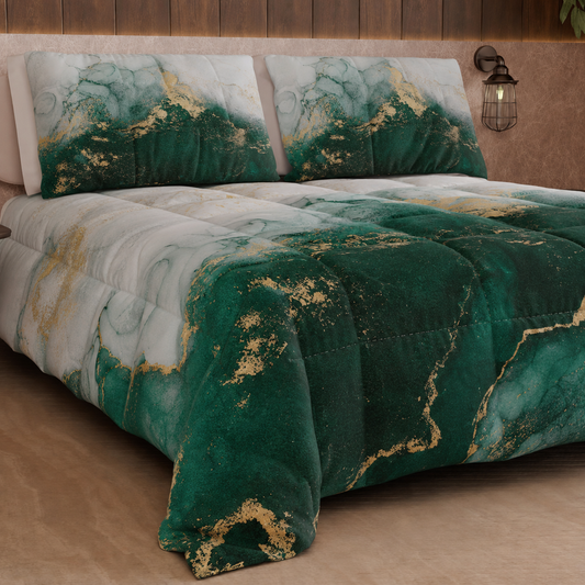 Duvet, Double, Single, Square and Half Quilt, Marble-Emerald