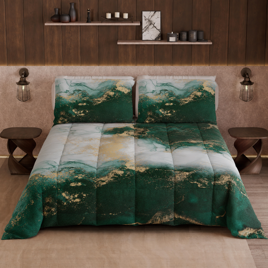 Duvet, Double, Single, Square and Half Quilt, Marble-Emerald