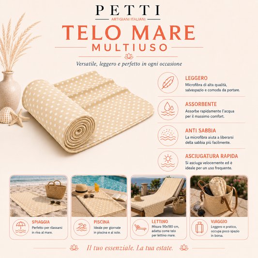 Telo Mare Microfibra, Asciugamano Mare, Telo per Lettino Pois 15