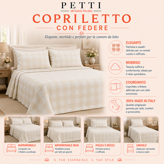 Lenzuolo Copriletto e Federe in Microfibra A Quadretti Giallo
