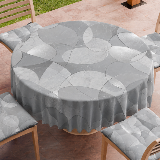 Tovaglia Rotonda Antimacchia Elegante - Ideale per cucina e sala da pranzo Geo Cerchio Silver