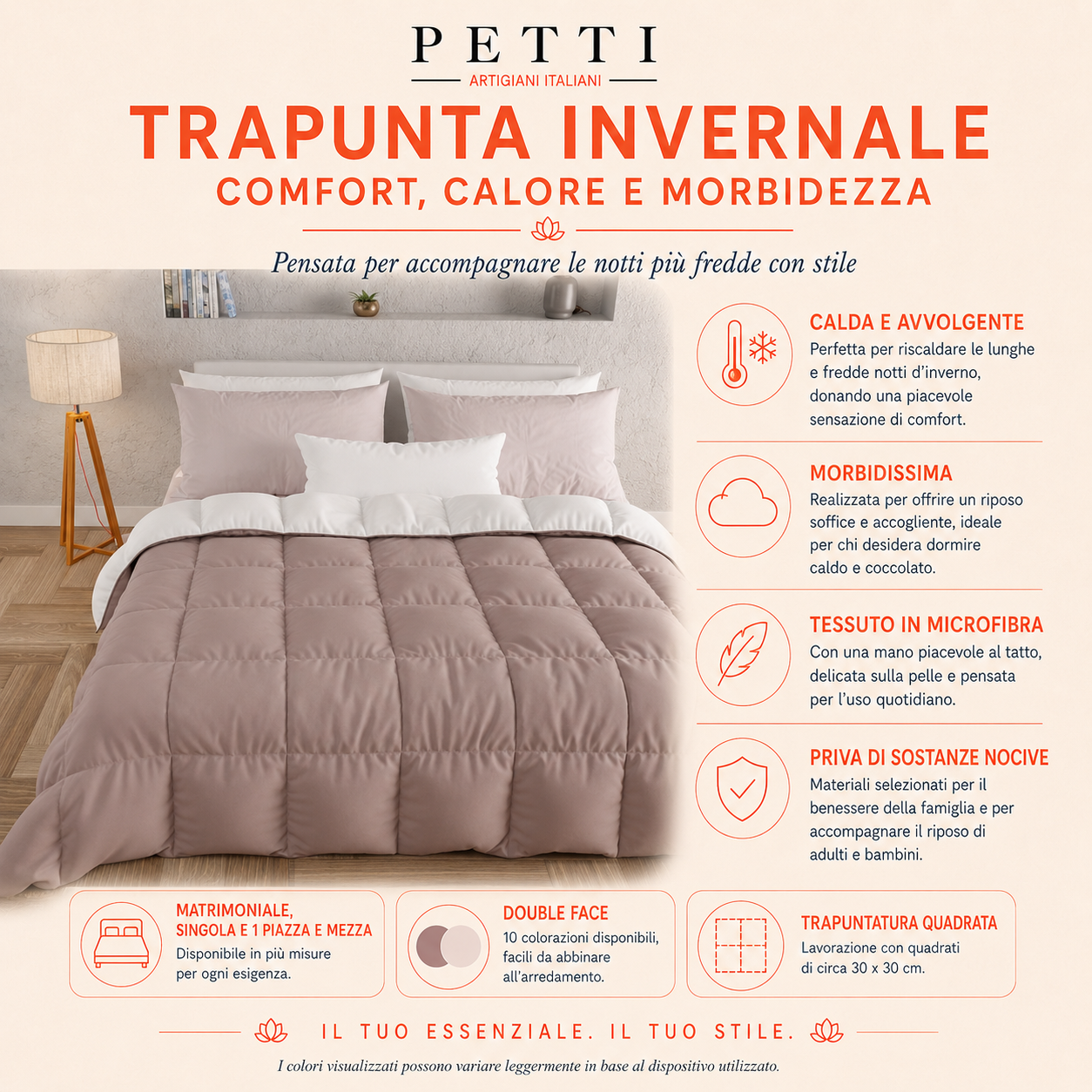Piumone Trapunta Matrimoniale, Singola, Piazza e Mezza, Lilla Viola