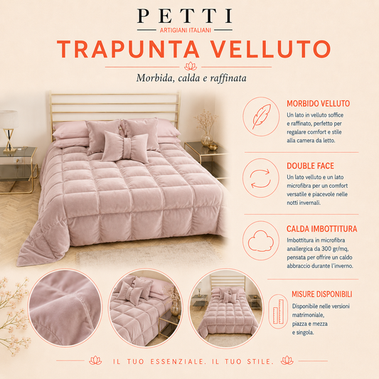 Trapunta, Trapunta Invernale Double Face in Morbido e Caldo Velluto Fucsia