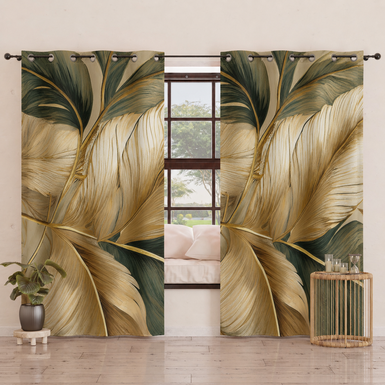 Tenda Arredo da Interno a Pannelli con Anelli Floreale 04-302