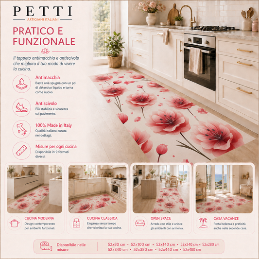 Tappeto Cucina Antiscivolo Passatoia Cucina lavabile, Cucina Floreale 32