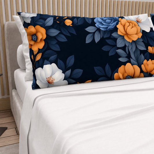 Lenzuola in Cotone, Completo Letto con Federe in Stampa Digitale Autunno 04 Bianco