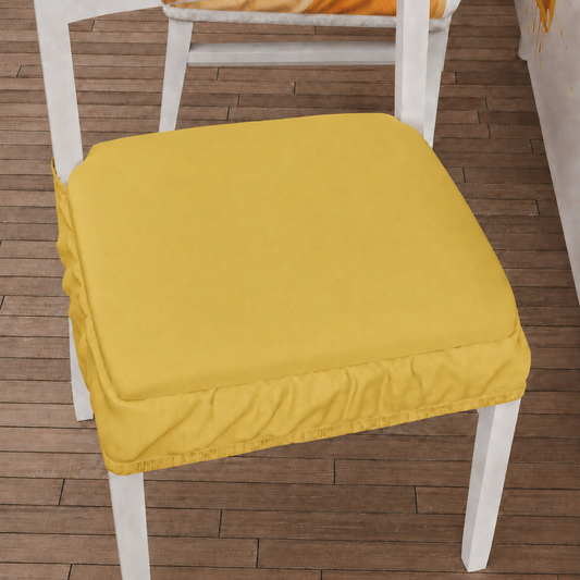 Cuscini per Sedie con Elastico in Tinta Unita Giallo
