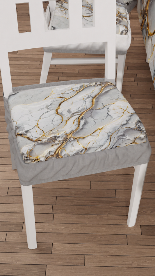Coussins pour chaises avec élastique Housse de chaise effet marbre gris clair - GRAFYLUX