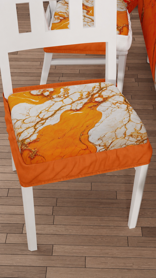Coussins pour Chaises avec Élastique Housse de Chaise Effet Marbre Orange - AURANGE