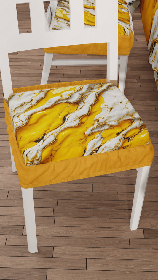 Coussins pour Chaises avec Élastique Housse de Chaise Effet Marbre Jaune - YELLOOOWW