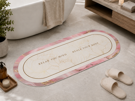 Tappeto Bagno Stampa Digitale Forma Ovale Stone Rosa