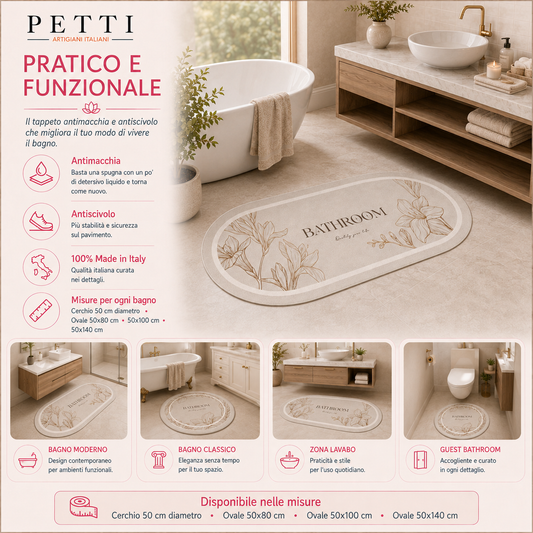 Tappeto Bagno Stampa Digitale Forma Ovale Flora 07
